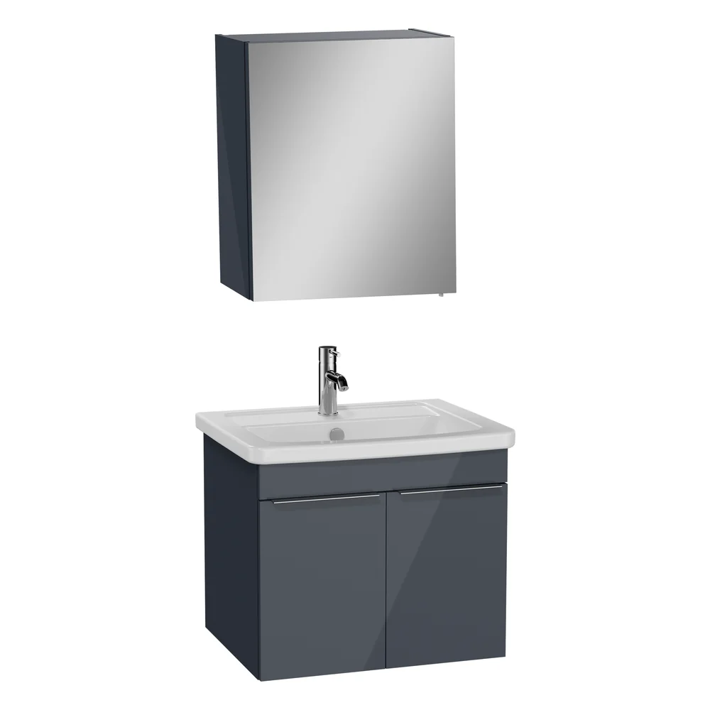 Vitra Quadrum 65 Cm Antrasit Ayna Dolaplı Banyo Dolabı Seti