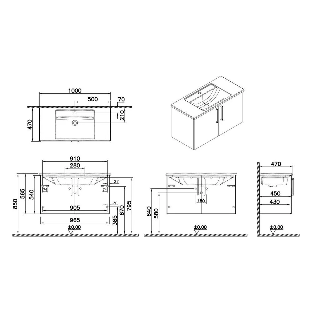 Vitra Root Flat 100 Cm İnci Grisi 2 Kapaklı Lavabo Dolabı 2