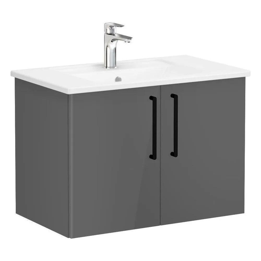 Vitra Root Flat 80 Cm Antrasit 2 Kapaklı Lavabo Dolabı