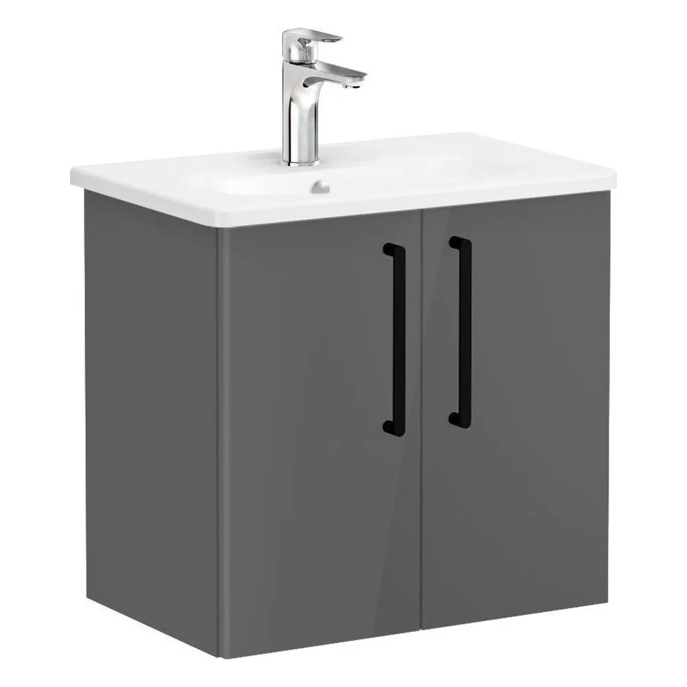 Vitra Root Flat 60 Cm Antrasit Dar 2 Kapaklı Lavabo Dolabı