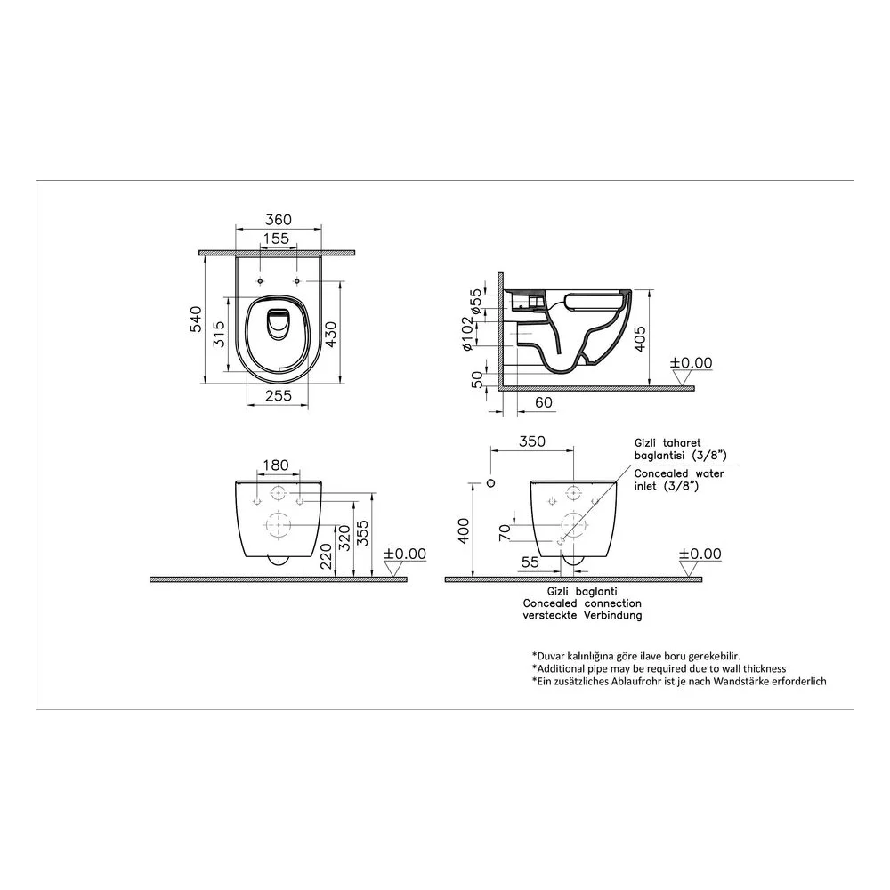 Vitra Sento CrystalFlush Termostatik Taharetli Asma Klozet 2