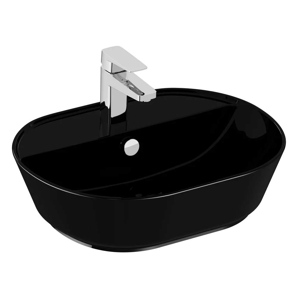 Vitra Geo 55x43 Cm Oval Parlak Siyah Çanak Lavabo
