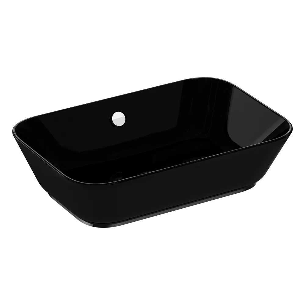Vitra Geo 60x39 Cm Dikdörtgen Parlak Siyah Çanak Lavabo