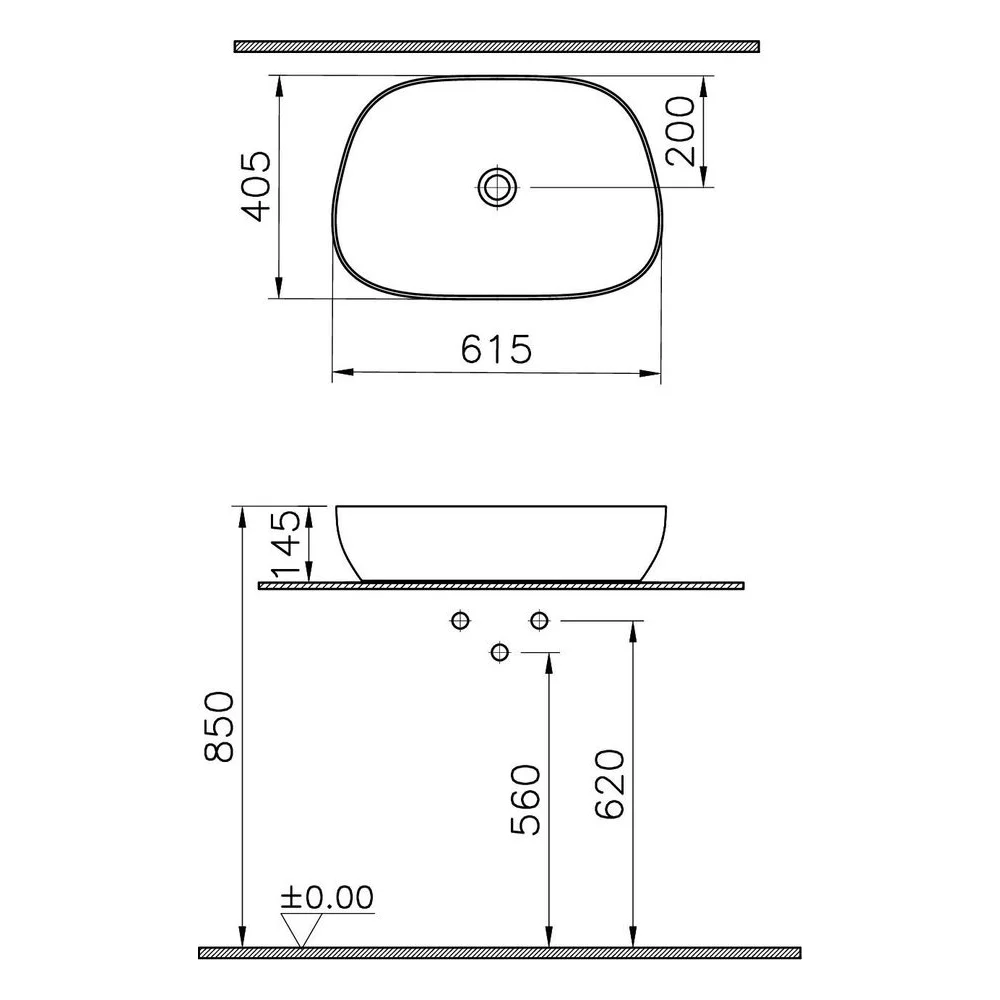 Vitra Outline 60x41 Cm Taupe Çanak Lavabo 2
