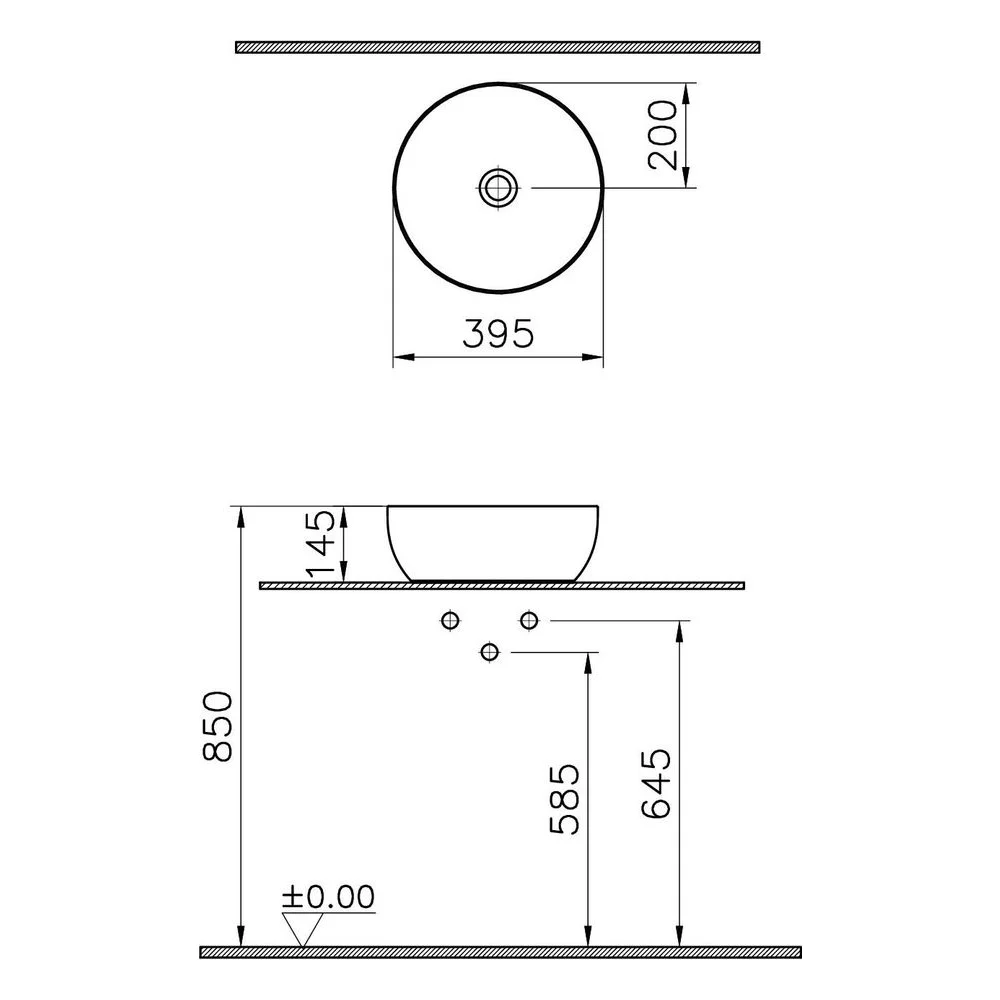 Vitra Outline 40x40 Cm Yuvarlak Mat Vizon Çanak Lavabo 2