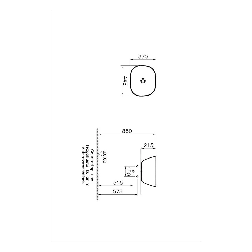 Vitra Plural 45 Cm Yüksek Kare Taupe Çanak Lavabo 3