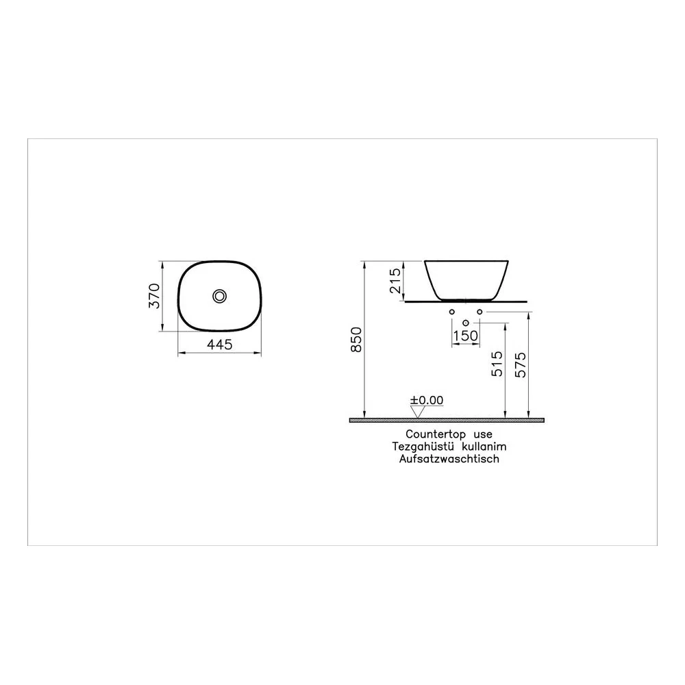 Vitra Plural 45 Cm Yüksek Kare Taupe Çanak Lavabo 2