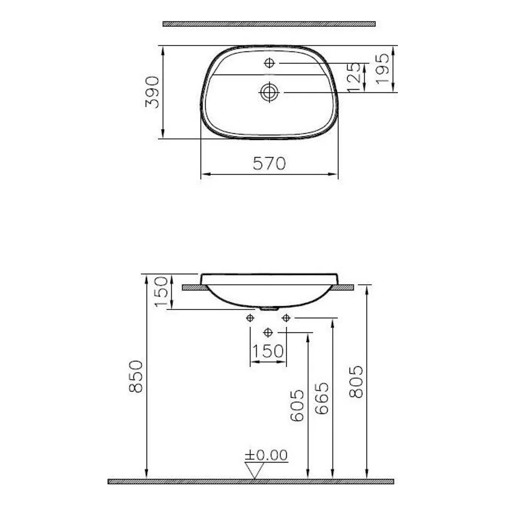 Vitra Frame 55x39 Cm Parlak Siyah Tezgah Üstü Lavabo 2