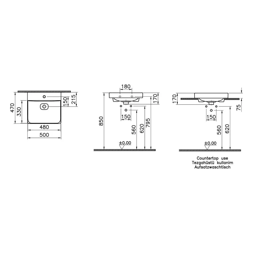 Vitra Metropole 50x47 Cm Mat Bej Çanak Lavabo 2