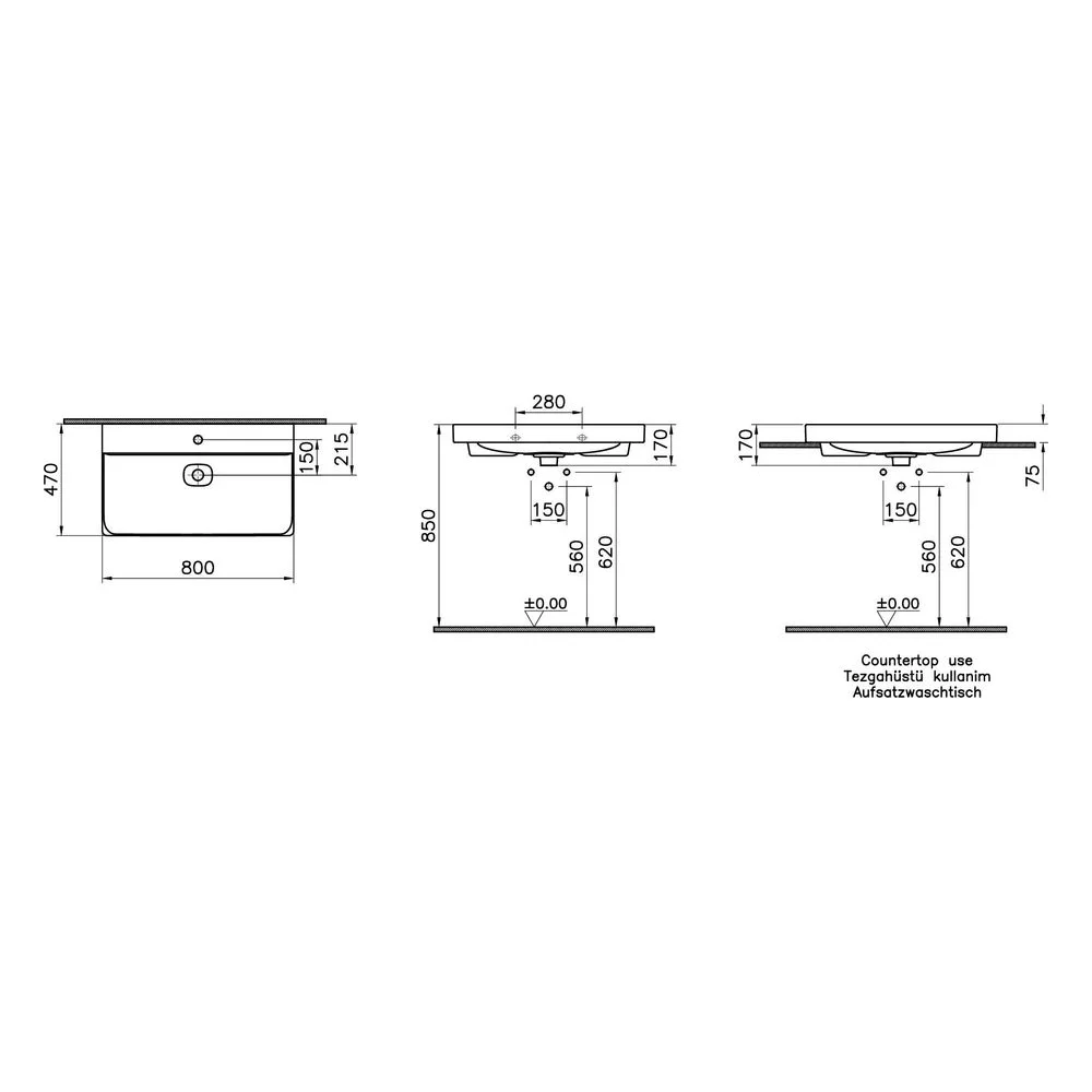 Vitra Metropole 80x47 Cm Mat Bej Çanak Lavabo 2