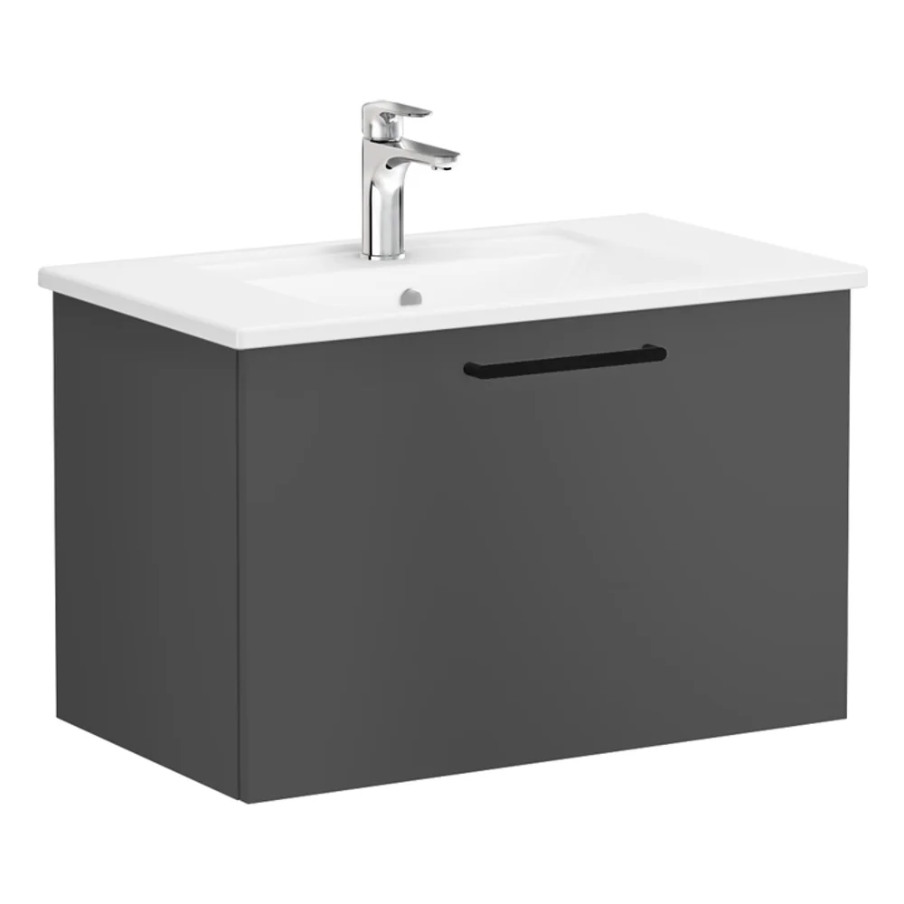 Vitra Root Flat 80 Cm Fırtına Gri Çekmeceli Lavabo Dolabı