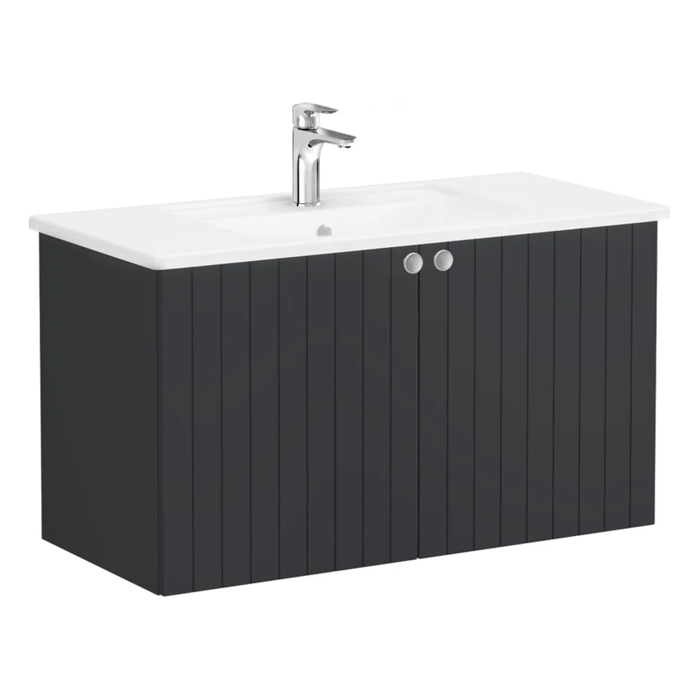 Vitra Root Groove 100 Cm Grafit 2 Kapaklı Lavabo Dolabı