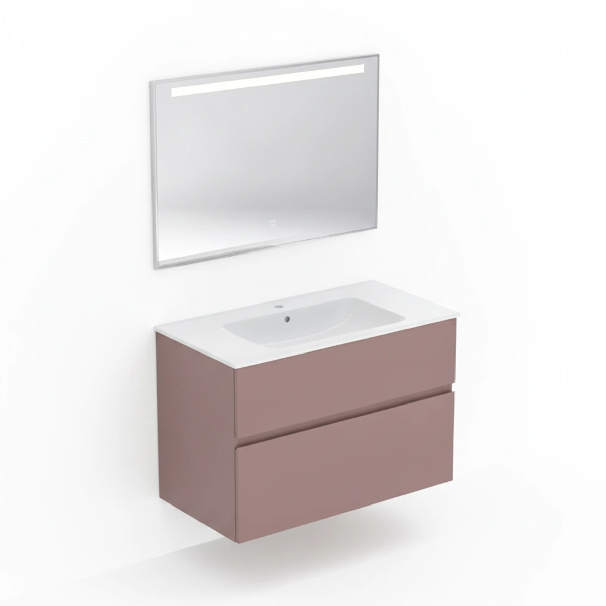 Geberit Aniara 90 cm Aniara Kırmızısı Çift Çekmeceli Aynalı Banyo Dolabı Seti