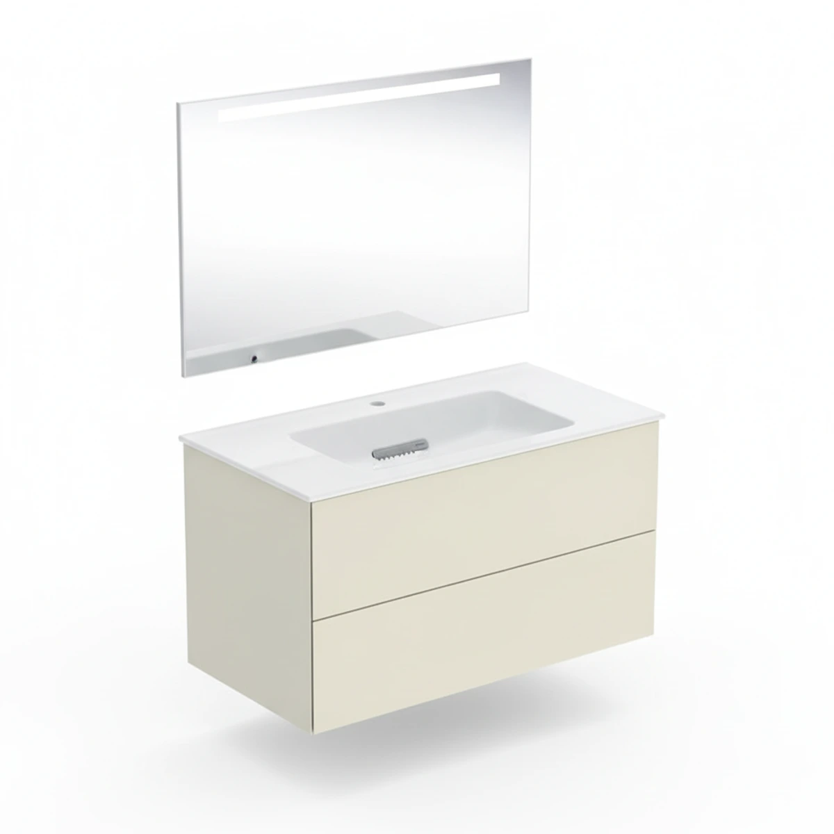 Geberit ONE 90 cm Kum Grisi Çift Çekmeceli Aynalı Banyo Dolabı Seti