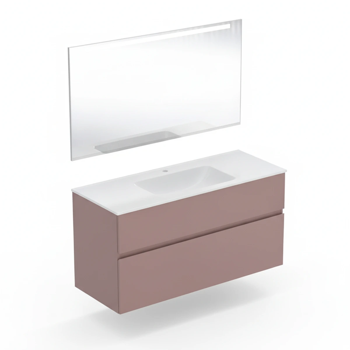 Geberit Aniara 120 cm Aniara Kırmızısı Çift Çekmeceli Aynalı Banyo Dolabı Seti