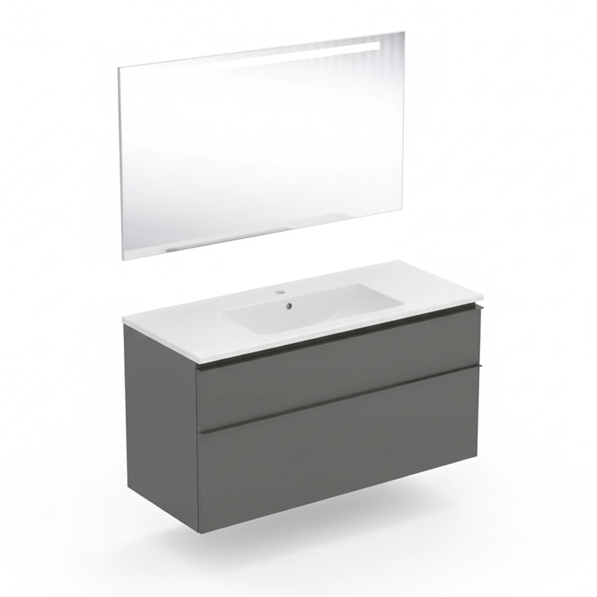 Geberit iCon 120 cm Mat Antrasit Çift Çekmeceli Aynalı Banyo Dolabı Seti