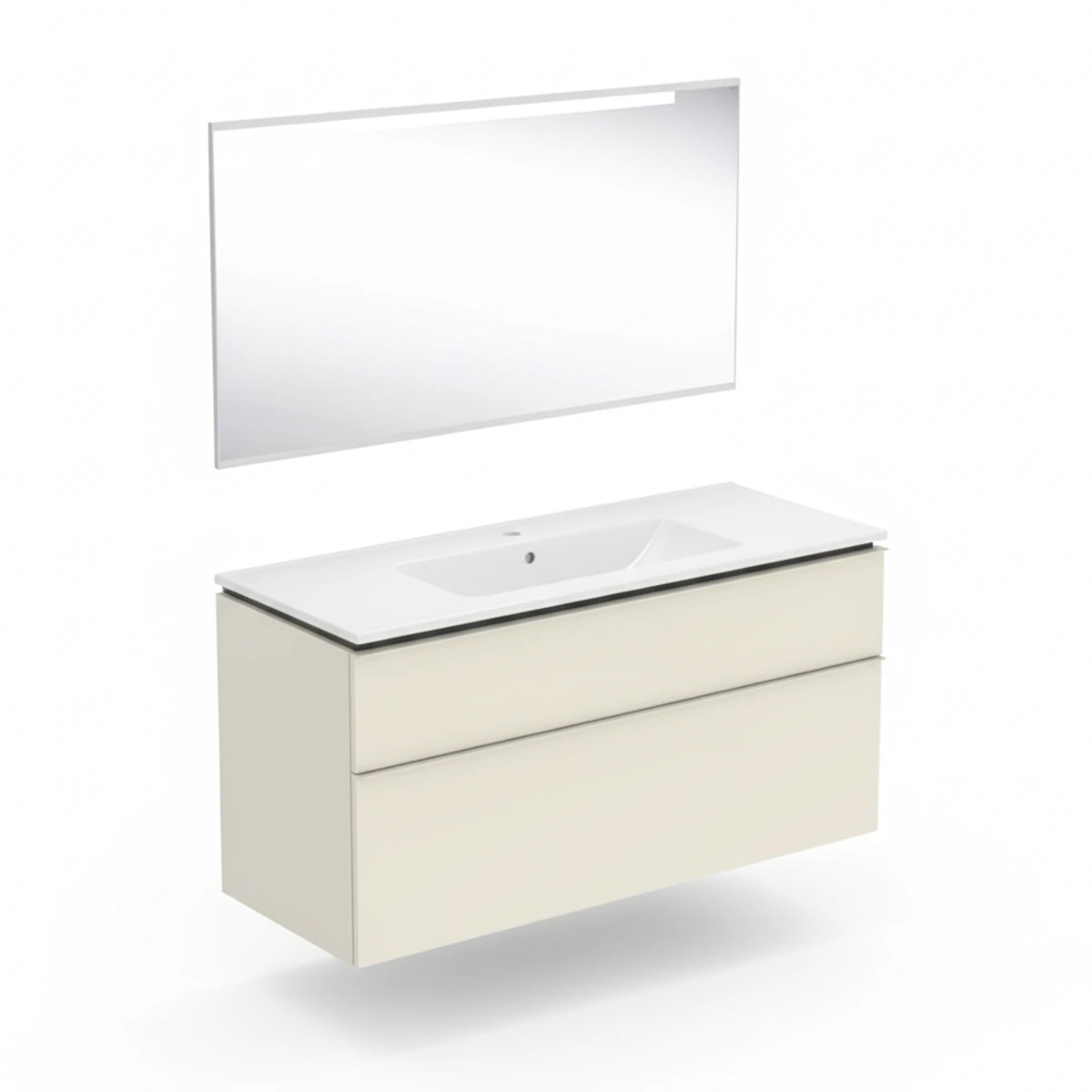 Geberit iCon 120 cm Kum Grisi Çift Çekmeceli Aynalı Banyo Dolabı Seti