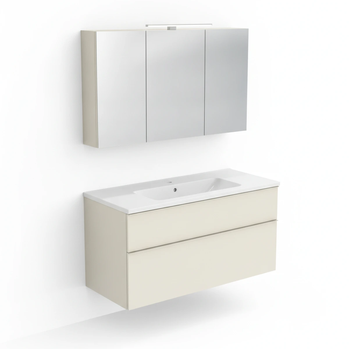 Geberit iCon 120 cm Kum Grisi Çift Çekmeceli Ayna Dolaplı Banyo Dolabı Seti