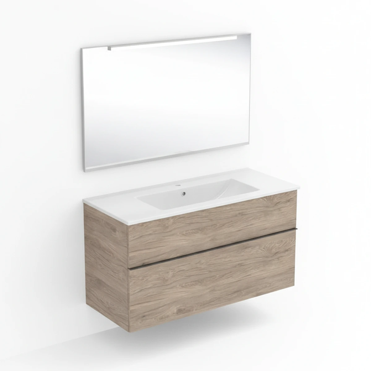 Geberit iCon 120 cm Amerikan Ceviz Çift Çekmeceli Aynalı Banyo Dolabı Seti