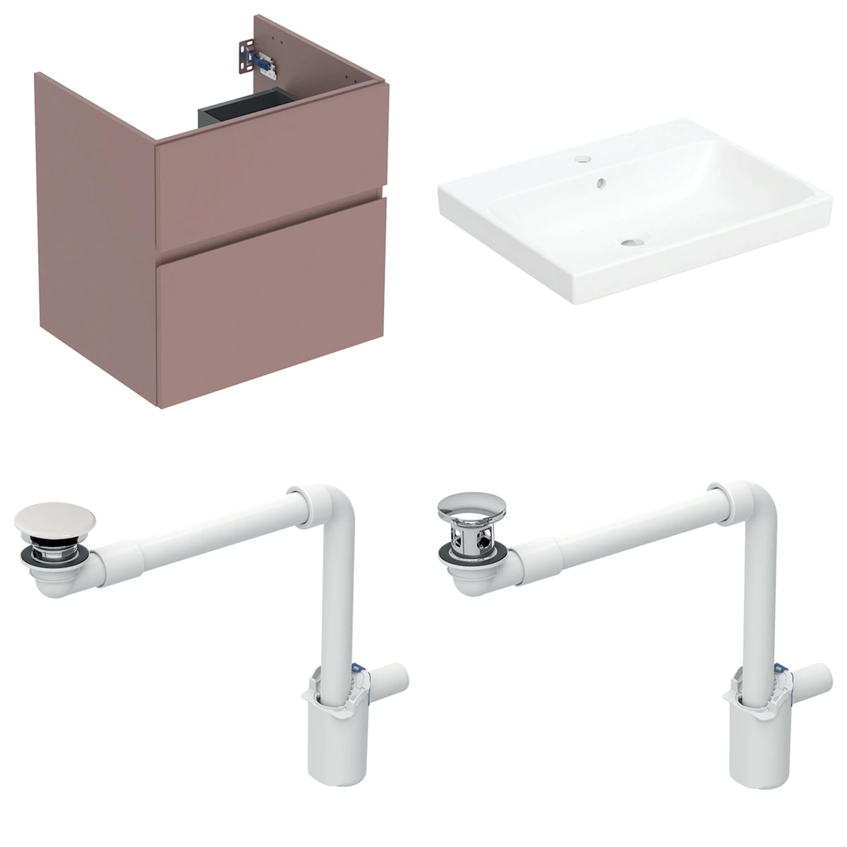 Geberit Aniara 60 cm Aniara Kırmızısı Delikli Banyo Dolabı Seti 2
