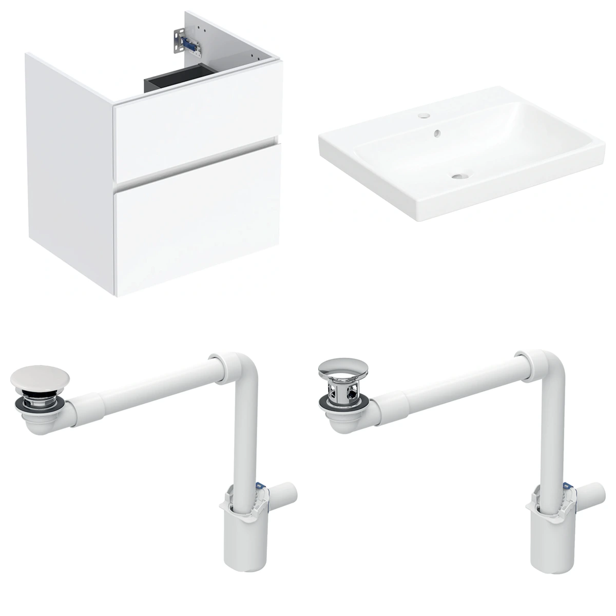 Geberit Aniara 60 cm Beyaz Delikli Banyo Dolabı Seti 2