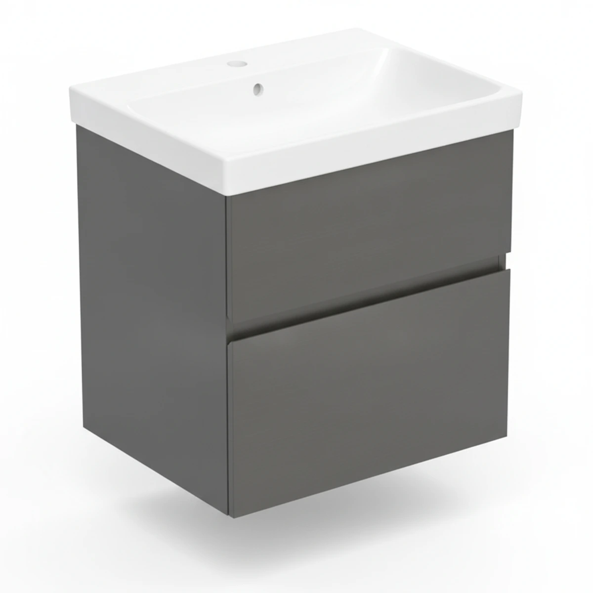 Geberit Aniara 60 cm Mat Antrasit Delikli Banyo Dolabı Seti