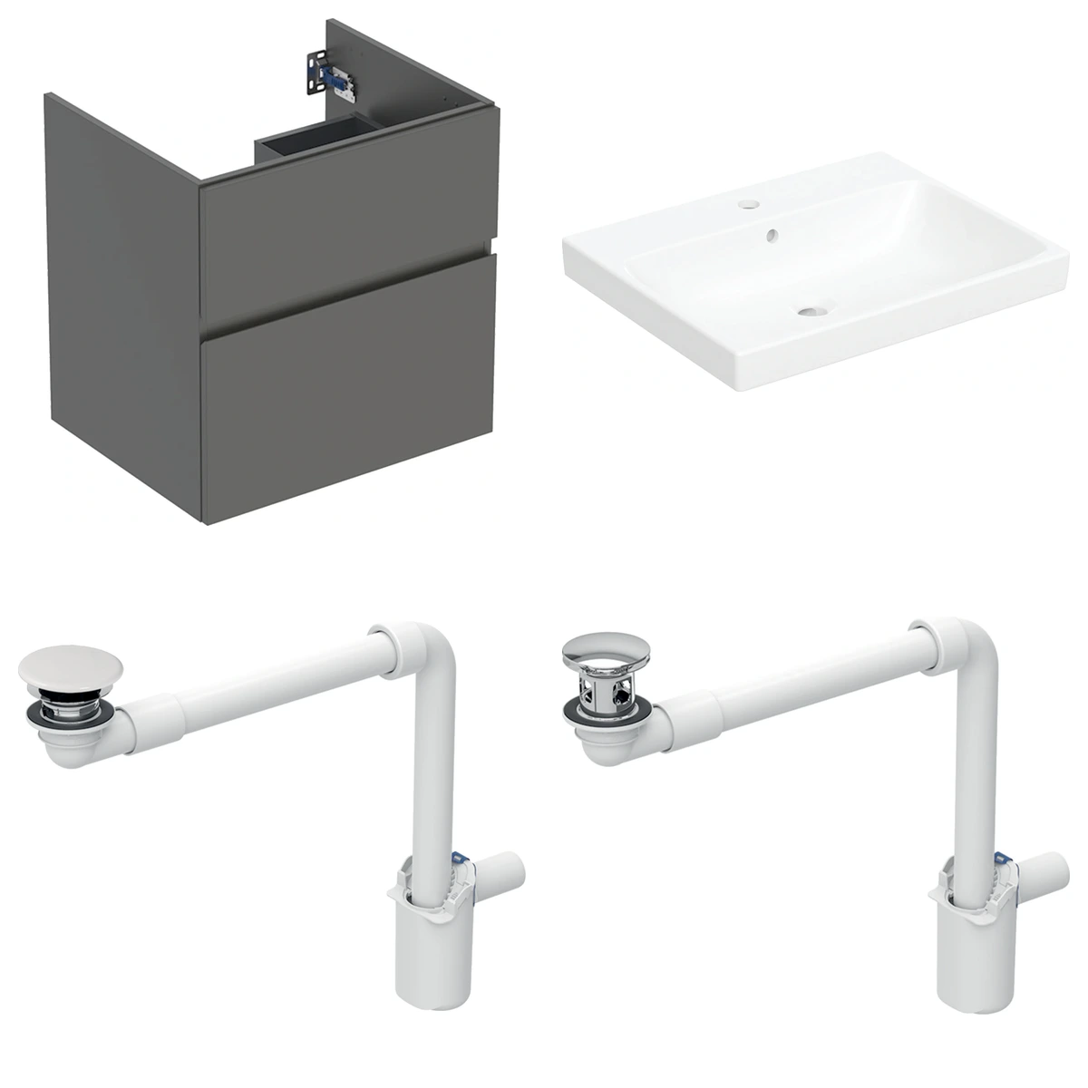 Geberit Aniara 60 cm Mat Antrasit Delikli Banyo Dolabı Seti 2