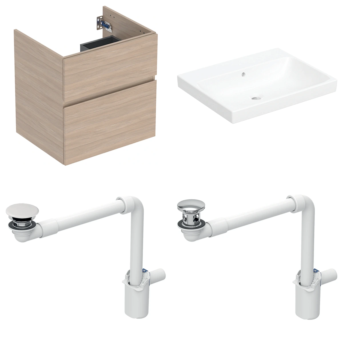 Geberit Aniara 60 cm Meşe Deliksiz Banyo Dolabı Seti 2