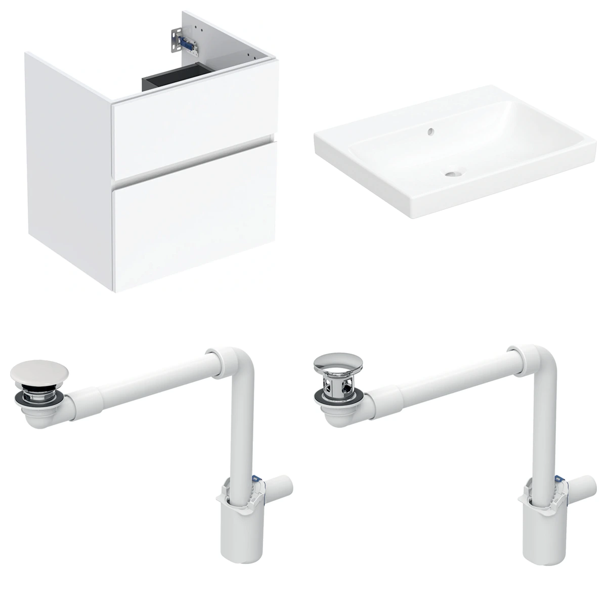 Geberit Aniara 60 cm Beyaz Deliksiz Banyo Dolabı Seti 2