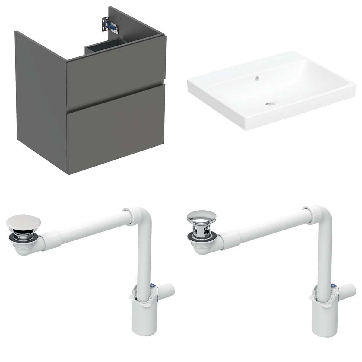 Geberit Aniara 60 cm Mat Antrasit Deliksiz Banyo Dolabı Seti 2
