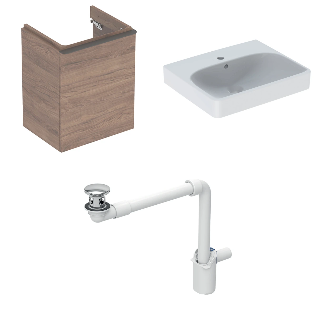 Geberit Smyle 50 cm Amerikan Ceviz Banyo Dolabı Seti 2
