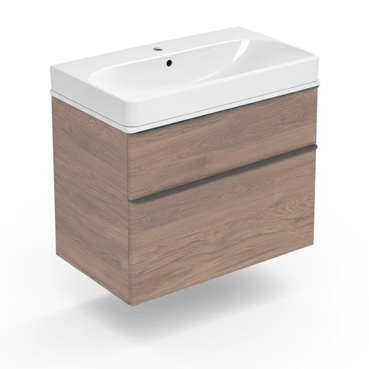 Geberit Smyle 75 cm Amerikan Ceviz Delikli Banyo Dolabı Seti