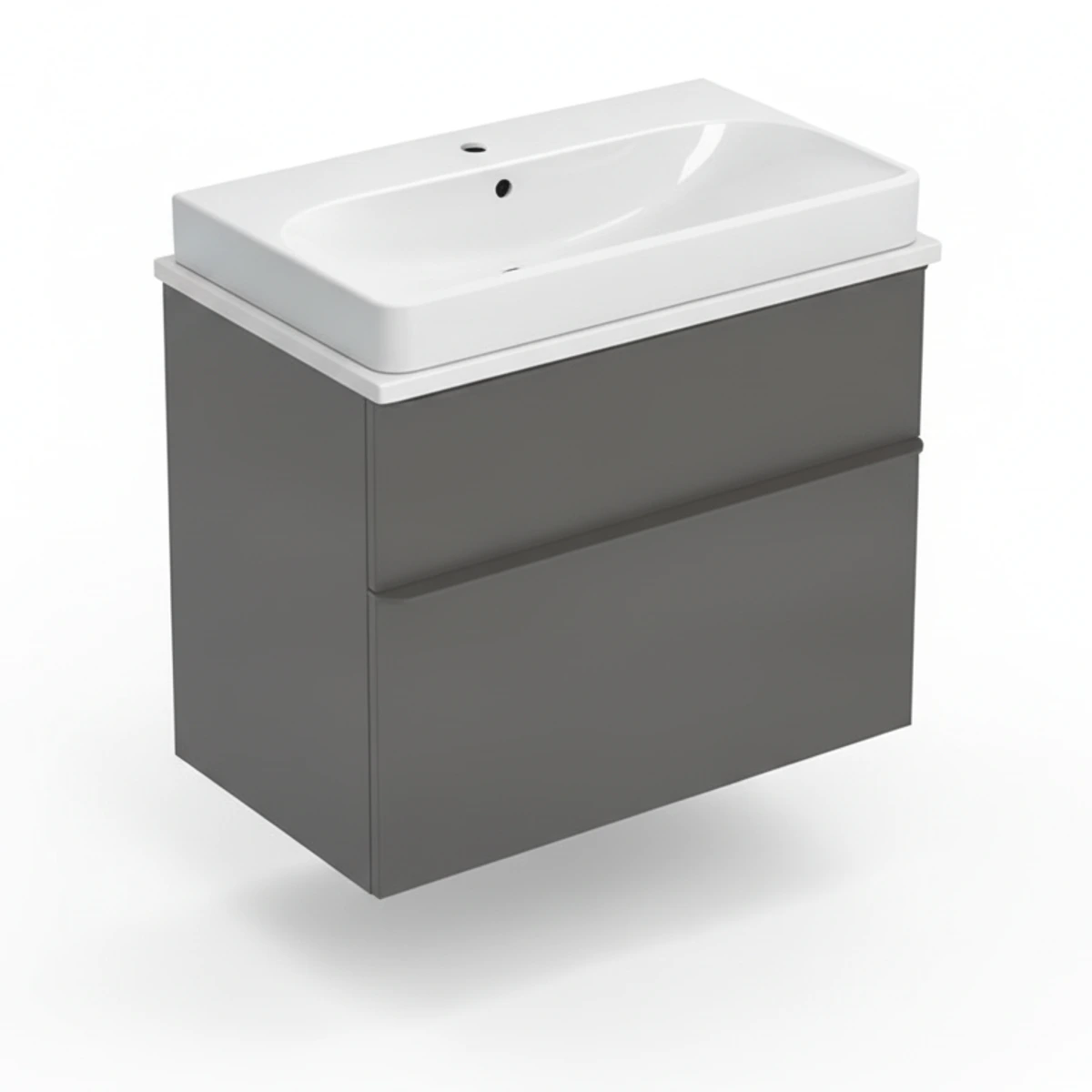 Geberit Smyle 75 cm Mat Antrasit Delikli Banyo Dolabı Seti