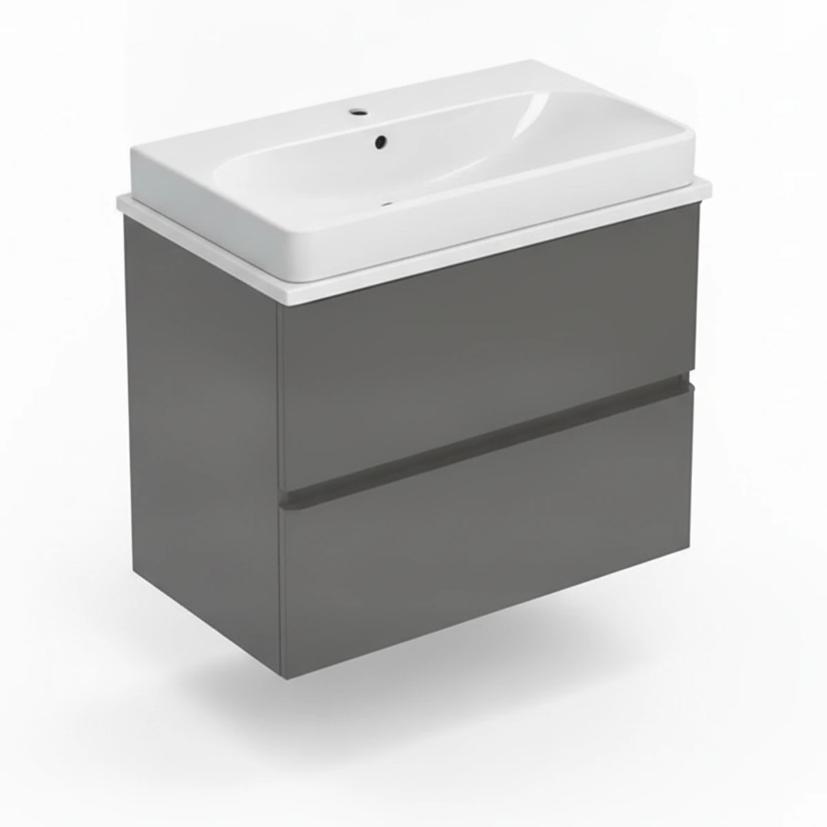 Geberit Smyle 90 cm Mat Antrasit Delikli Banyo Dolabı Seti