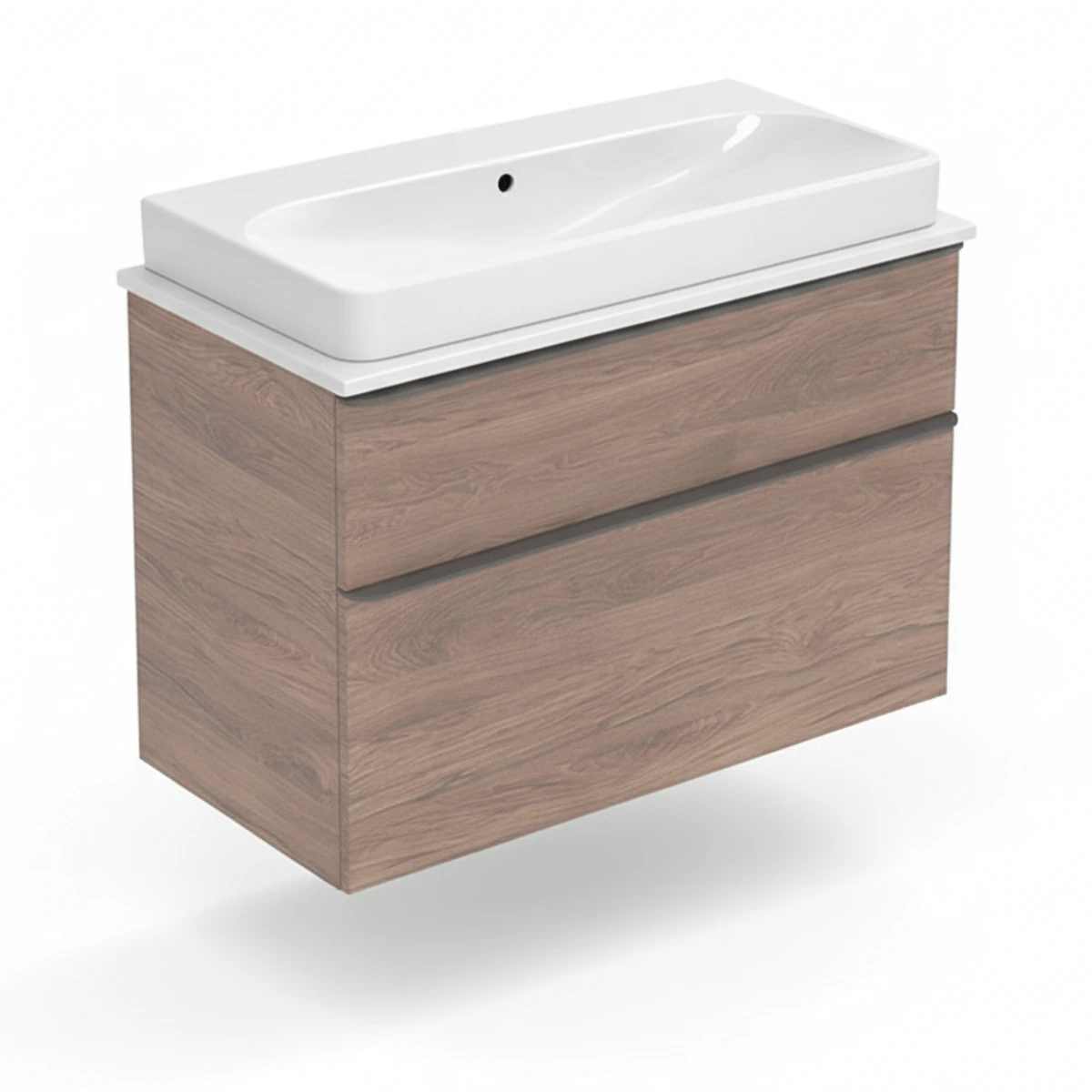 Geberit Smyle 90 cm Amerikan Ceviz Deliksiz Banyo Dolabı Seti