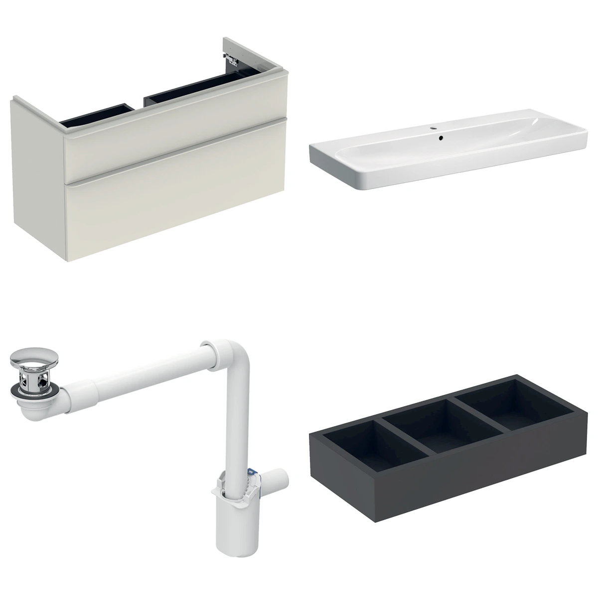 Geberit Smyle 120 cm Kum Grisi Delikli Banyo Dolabı Seti 2