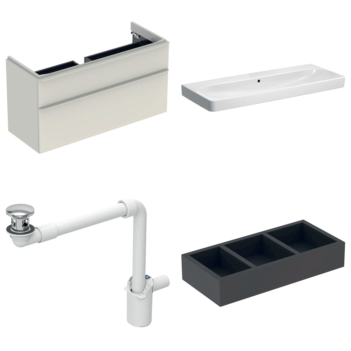 Geberit Smyle 120 cm Kum Grisi Deliksiz Banyo Dolabı Seti 2