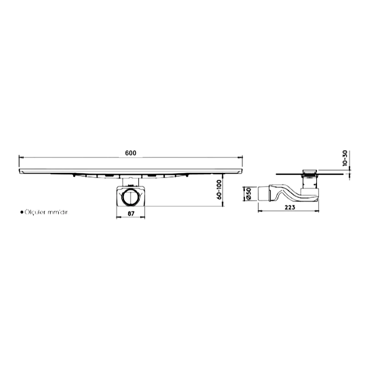 Hüppe Virtuoso 60 cm Mat Duş Kanalı 2