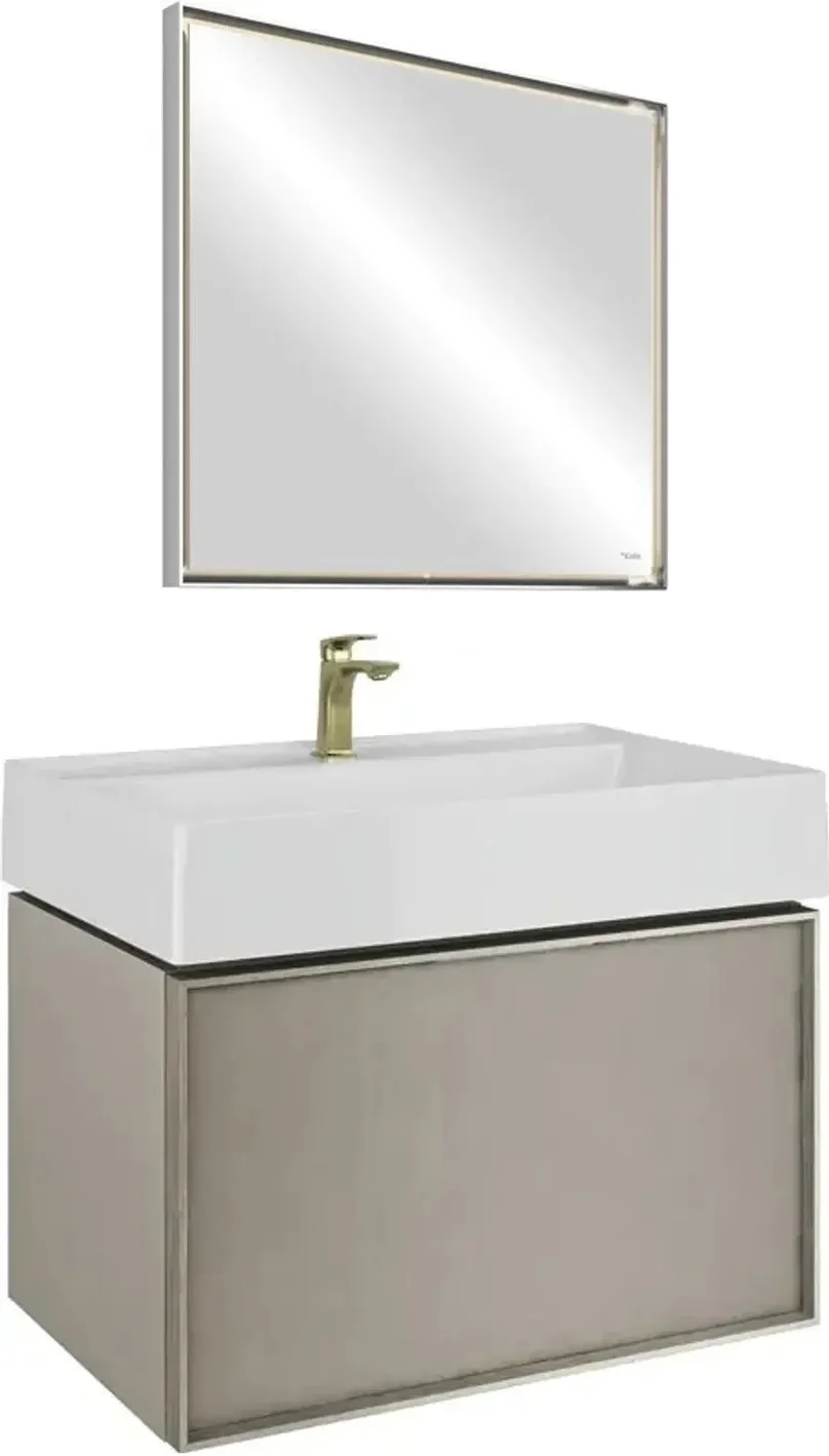 Kale Solid 80 Cm Vizon Metal Çerçeve Aynalı Banyo Dolabı Takımı