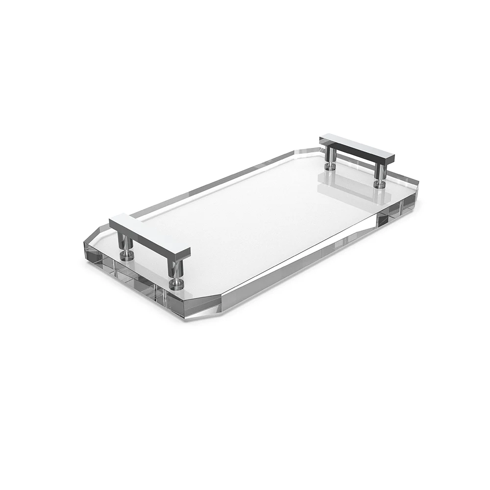 Decor Walther Kristall 36x19 Cm Krom-Şeffaf Tepsi