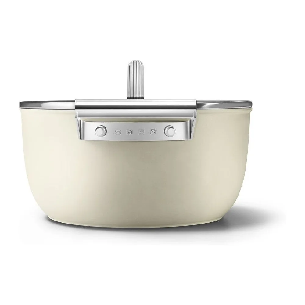 Smeg 24 Cm Mat Krem Kapaklı Derin Tencere 3