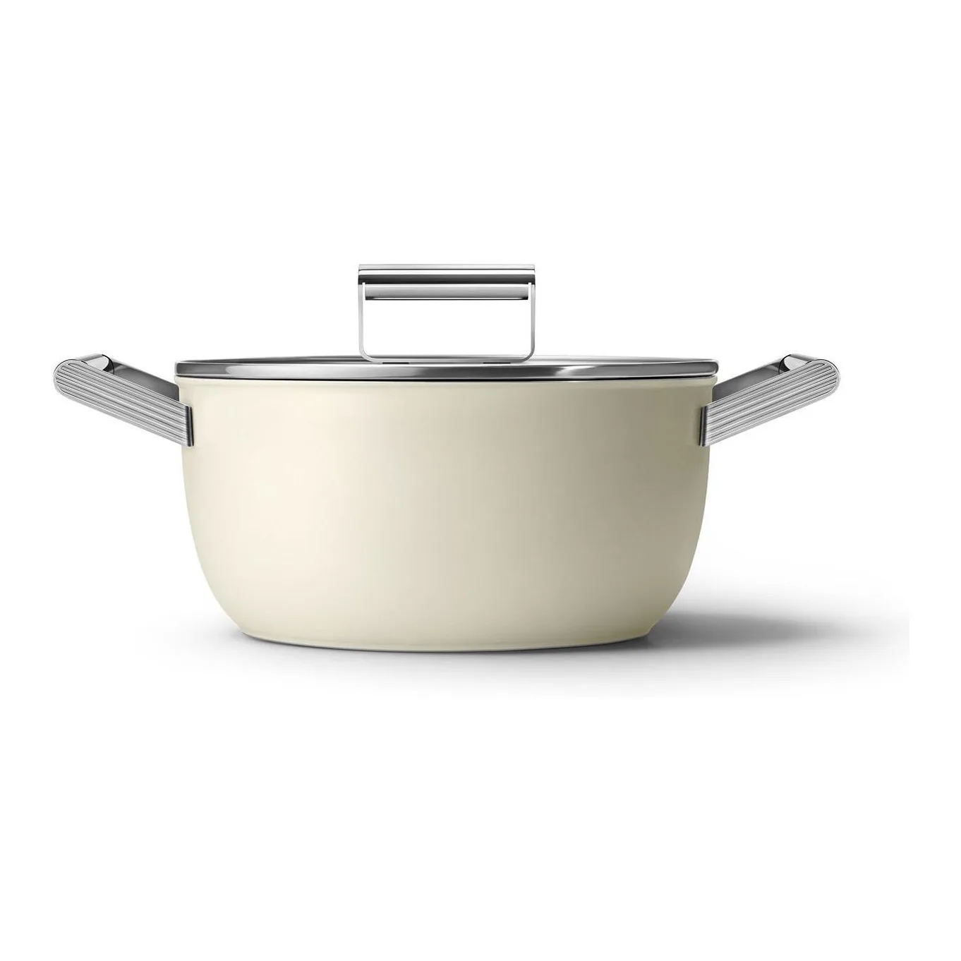 Smeg 24 Cm Mat Krem Kapaklı Derin Tencere