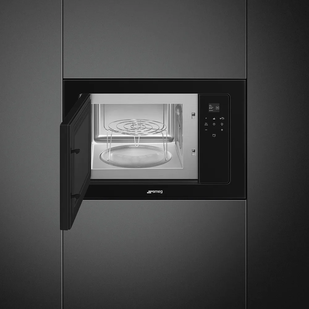 Smeg Linea 60 cm Siyah Izgaralı Ankastre Mikrodalga Fırın 4