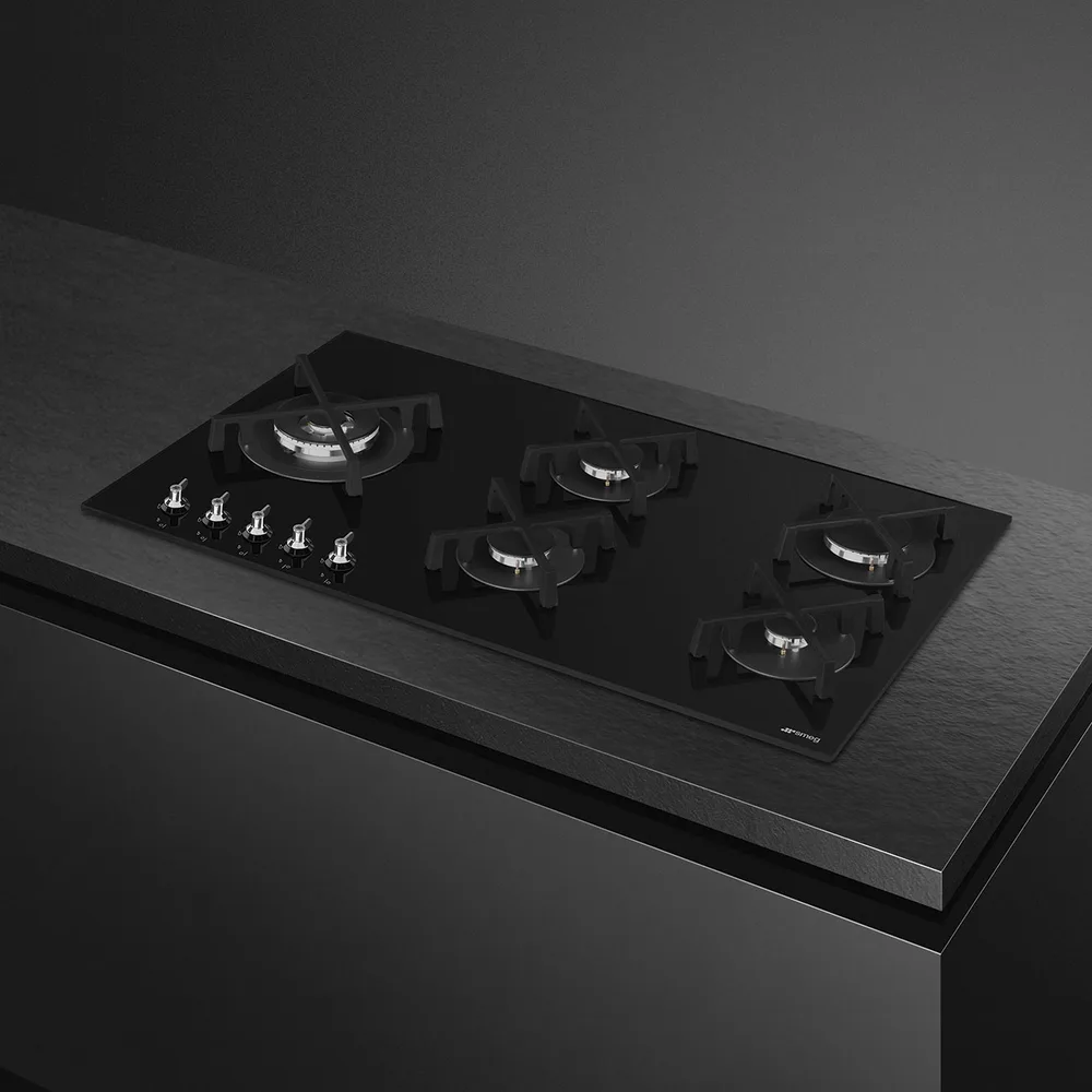 Smeg Classica 90 cm Siyah Cam 5 Gözlü Gazlı Ocak 4