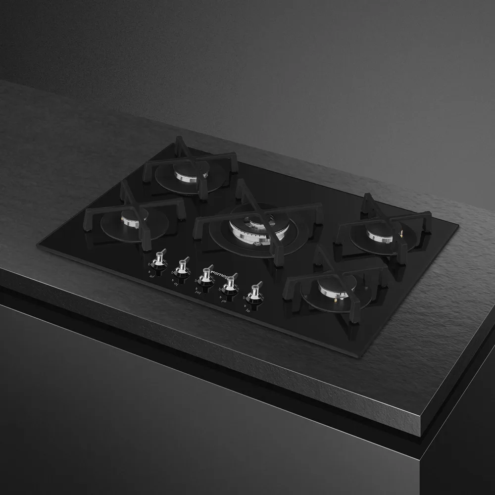Smeg Classica 72 cm Siyah Cam 5 Gözlü Gazlı Ocak 4