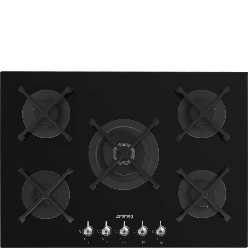 Smeg Classica 72 cm Siyah Cam 5 Gözlü Gazlı Ocak