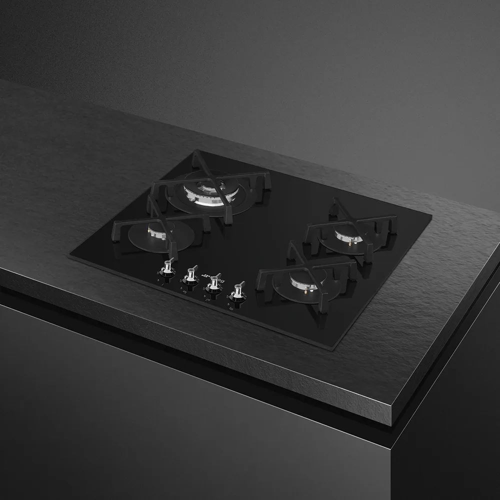 Smeg Classica 60 cm Siyah Cam 4 Gözlü Gazlı Ocak 4