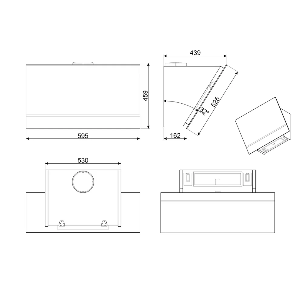 Smeg Üniversal 60 cm Siyah Cam Eğik Duvar Tipi Davlumbaz 2
