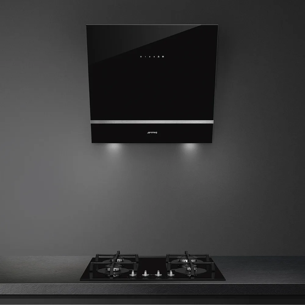 Smeg Üniversal 60 cm Siyah Cam Eğik Duvar Tipi Davlumbaz 3