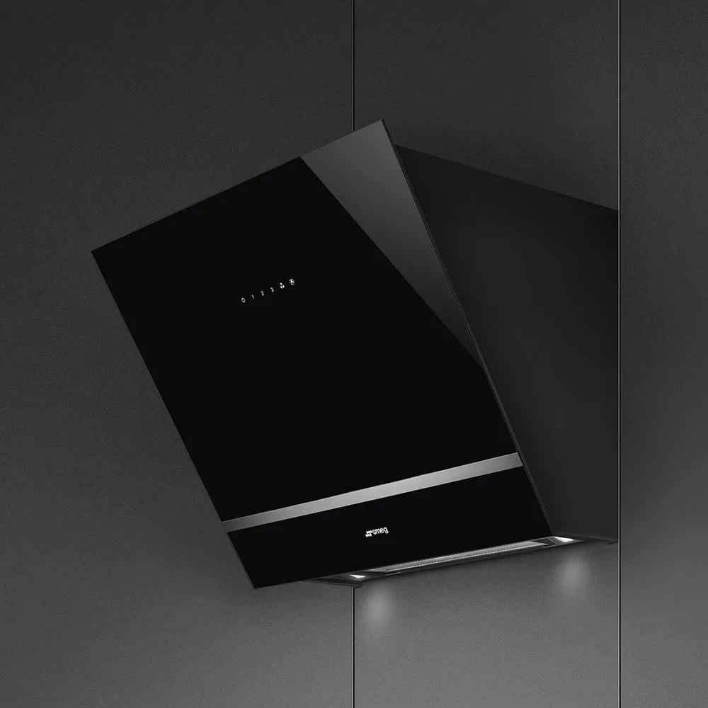 Smeg Üniversal 60 cm Siyah Cam Eğik Duvar Tipi Davlumbaz 4